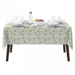 Скатерть 120х145см "Ландыши", длина стола до 105см, на 4 персоны, рогожка 171г/м2, хлопок 100%, упаковка классическая 28х41см, "Домашняя мода" (Россия)