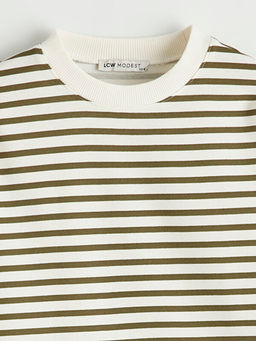 Kad?n Oversize Fit ?izgili Sweatshirt Tunik