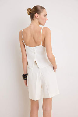 Beyaz Arkas? Dugme Detayl? Astarl? Dokuma Bluz TWOSS26BZ00324 Dokuma Bluz TWOSS26BZ00324 - Trendyolmilla фото 5