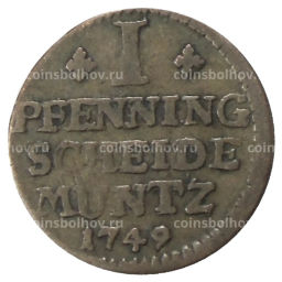 1 пфенниг 1749 года Германские государства Брауншвейг  Вонфельбюттель