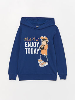 Nostaljik Maymun Bask?l? Uzun Kollu Erkek ?ocuk Hoodie