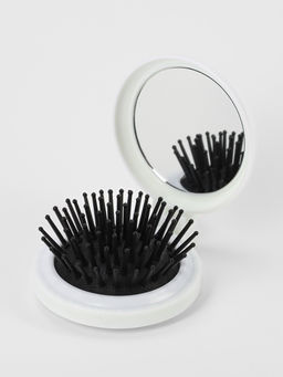 Расчёска массажная DOGS, складная, с зеркалом, d=6.5 см, МИКС