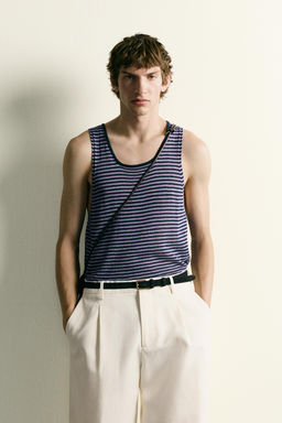 CAMISETA TANK PUNTO JACQUARD RAYAS / Lila - Zara фото 2
