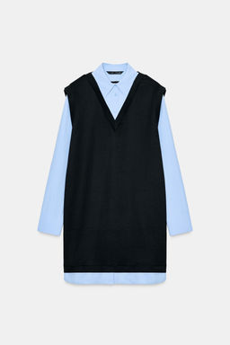 POPLIN COMBINED MINI DRESS - Zara фото 5