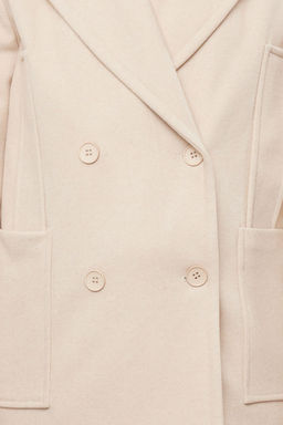 Tas Regular Cep Detayl? Yumusak Dokulu K?sa Ceket Kaban TWOAW25KB00007