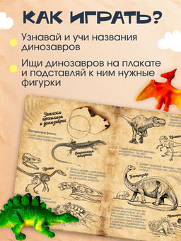 Обучающий набор Эра динозавров, животные и плакат, по методике Монтессори, для детей - Iq-zabiaka фото 2