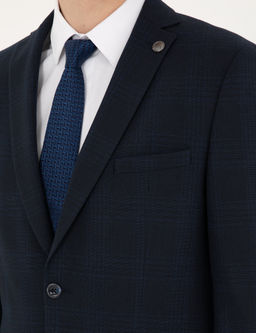 Lacivert Slim Fit Tak_m Elbise