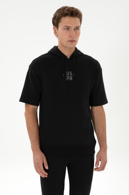 Erkek Comfort Fit Kap__onlu K_sa Kollu Siyah Sweatshirt - U.s. polo assn фото 3