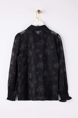 Siyah Yakma Cicek Detayl? Astars?z Gomlek TWOSS26GO00024 - Trendyolmilla фото 2