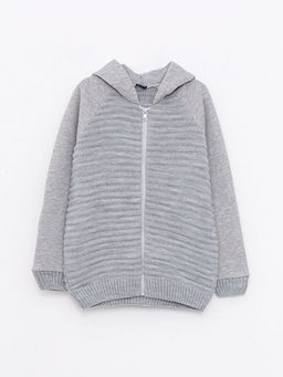 Kap??onlu Basic Uzun Kollu Erkek ?ocuk Fermuarl? Triko H?rka