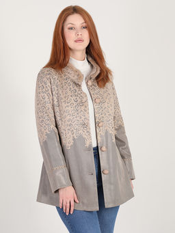 Куртка с меховым воротником бежевая - Almond фото 6