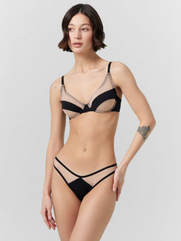 Цена за 2 штуки! Трусы слипы женские бежевый +черный 412764