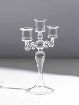 Стеклянный подсвечник на 3 свечи «Канделябр. Версаль», прозрачный, d=2.2 см, 21×14×7.7 см
