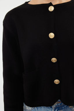 TRENDYOLMILLA Siyah Bisiklet Yaka Ceket GorunumluTriko H?rka TWOAW25HI00066  фото 3