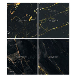 Цена за 4 шт. Тетрадь 96 листов в клетку Calligrata «Мрамор тёмный», картонная обложка, глянцевая ламинация, блок офсет МИКС