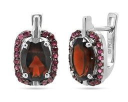 Серьги из серебра гранат, Садрия