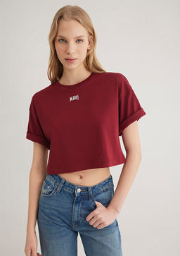 Mavi Logo Bask?l? K?rm?z? Crop Tisort  фото 3