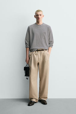 CAMISETA JACQUARD RAYAS / Crudo / Marino