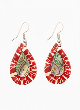 Серьги «Капельки», 5.5×2 см, ракушка, красные