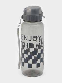 Ланч-бокс, 2 отделения, 2 яруса, с вилкой и ложкой, бутылкой 500мл,20х17х5,5 см, цвет серый   109495