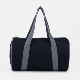 Сумка спортивная на молнии, без подкладки, длинный ремень, средний размер, цвет чёрный/серый