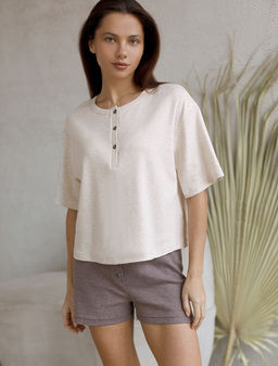 VILATTE / Футболка из фактурного трикотажа в рубчик  фото 12