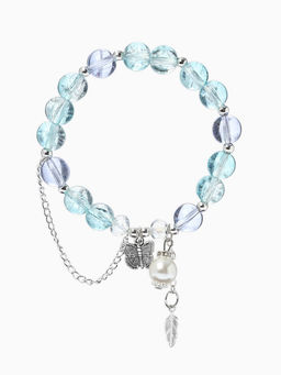 Браслет с подвесками "Сахарный" бабочка, перо. шар № 10/8, цвет голубо-фиолетовый в серебре   109679