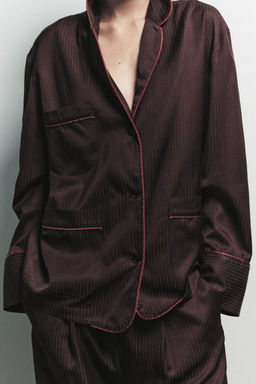 CONTRAST STRIPED PYJAMA SHIRT