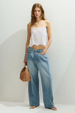 Top con bordado ingl?s y tirantes de lazo - H&m фото 2