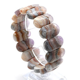 Браслет из Агата Крейзи с включением аметиста овал 24*14мм, 70г Радуга камня