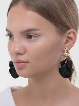 Серьги ассорти «Ветер» мятые треугольники, цвет чёрно-золотой