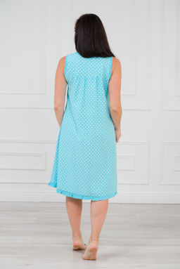 Ночная сорочка из кулирки Василиса горох на бирюзе - Амадэль фото 7