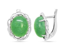 Серьги из серебра нефрит, СПН4026