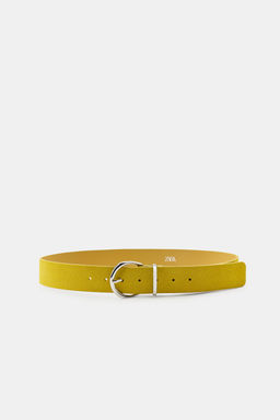 CINTUR?N SERRAJE 100% HEBILLA CIRCULAR / Amarillo