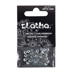 Страз клеевой Zlatka ZRTG-1648 SS16 Crystal 3.9 мм стекло 5 x 48 шт в пакете с картонным еврослотом №01 белый (Crystal)