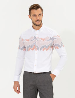 Turuncu Slim Fit Uzun Kollu G_mlek