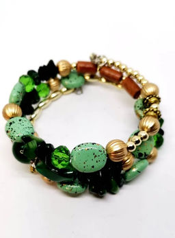 Браслет на пружинке Лето с агатом тонированным цв.зеленый Радуга камня  фото 10