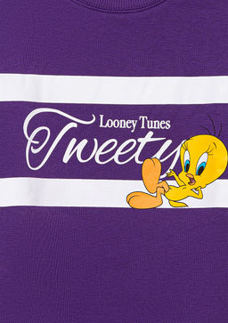 Tweety Bask?l? Bask?l? Mor Sweatshirt - Mavi фото 5