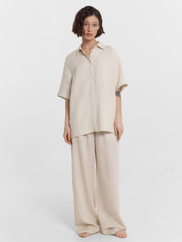 Брюки домашние женские бежевые молочный 532431