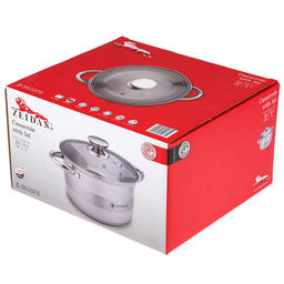 Zeidan Кастрюля из нержавеющей стали Vienna 5,1л, д22см, стеклянная крышка с декоративным кантом, ручки под золото, 5-ти степовое капсулированное индукционное дно, подарочная упаковка (Китай) Подходит для индукционных плит. - Домашняя мода фото 5