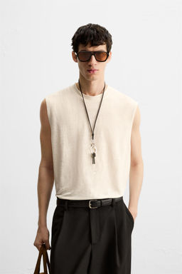 100% LINEN TANK T-SHIRT - Zara фото 2