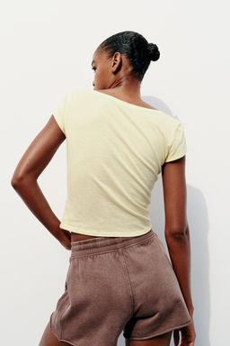 SLUB KNIT CROPPED T-SHIRT - Zara фото 5