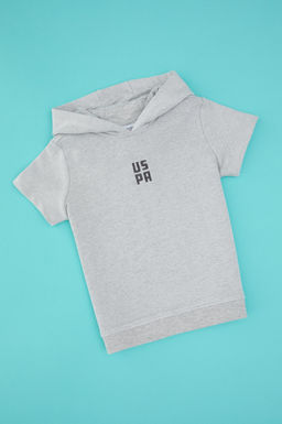 Erkek _ocuk Gri Melanj Kap__onlu Sweatshirt