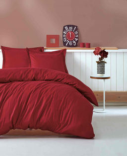 КПБ Cotton Box Saten Stripe (ELEGANT BORDO) евро