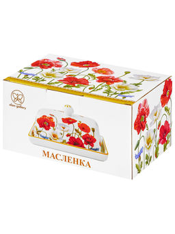 Масленка 15,5*10,5*7,8 см "Маки" NEW BONE CHINA