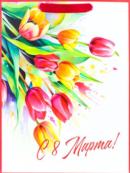 Цена за 2 шт. Пакет подарочный ламинированный вертикальный «С праздником!», M 25.5×30×9 см