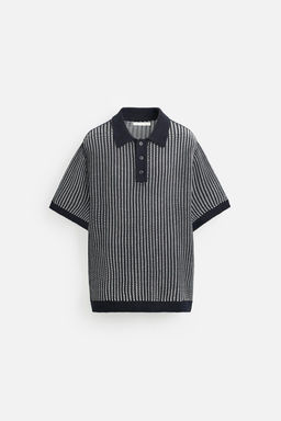 CONTRASTING RIBBED KNIT POLO SHIRT - Zara фото 7