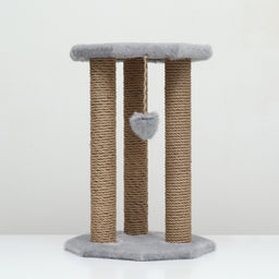 Когтеточка Ротонда с игрушкой, джут 35 х 35 х 50 см, серая - Пижон фото 8