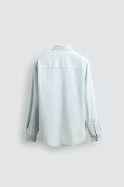 CAMISA DENIM LIGERO ALGOD?N / Azul claro - Zara фото 8