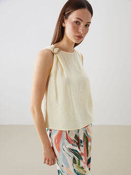 Bisiklet Yaka Dokulu Bluz